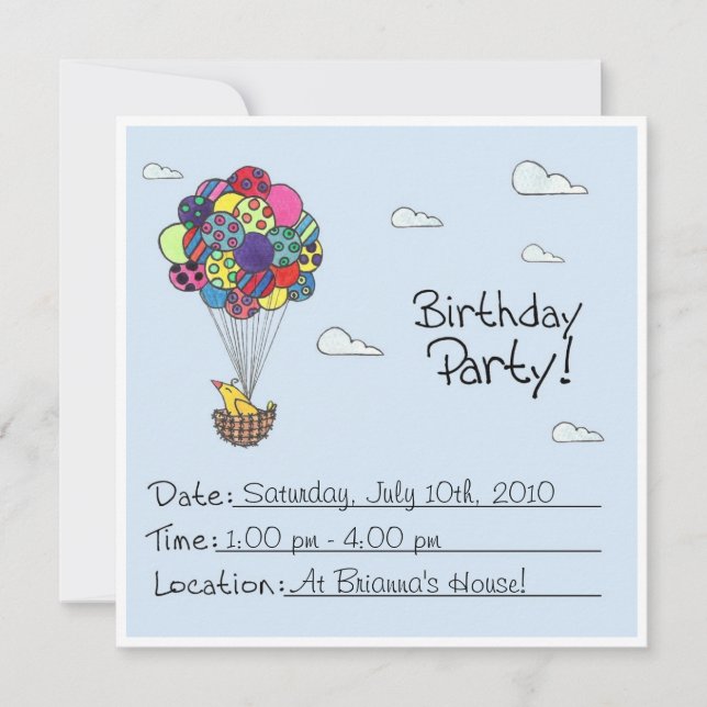 Invitaciones a la fiesta de cumpleaños (Anverso)