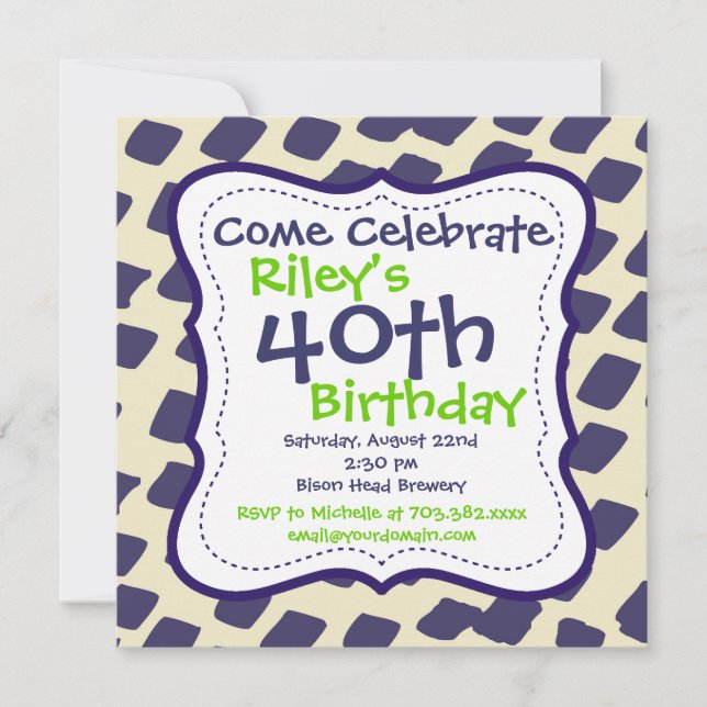 Invitaciones a la fiesta de cumpleaños 40 de Moder (Anverso)