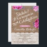 Invitaciones a la fiesta de cumpleaños 70 de Borgo<br><div class="desc">las invitaciones del efecto burlap lace para una fiesta de cumpleaños número 70 de Surprise. Con flores acuáticas en tonos ciruela.</div>