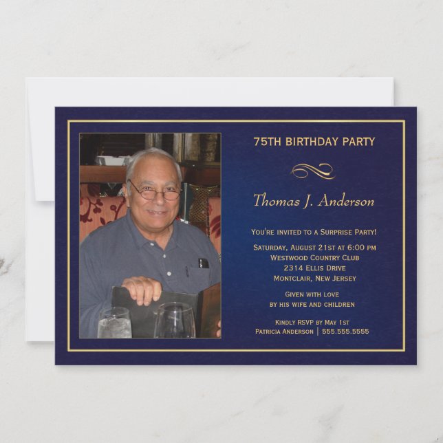 Invitaciones a la fiesta de cumpleaños 75 - Añade  (Anverso)