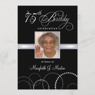 Invitaciones a la fiesta de cumpleaños 75 con foto