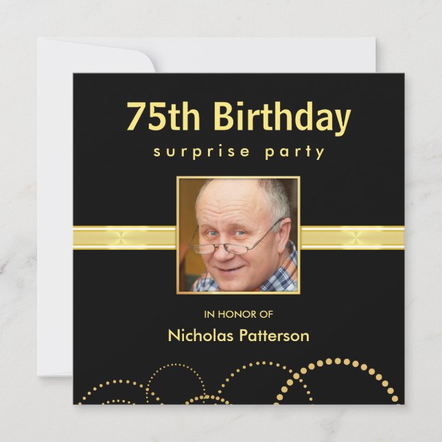 Invitaciones a la fiesta de cumpleaños 75 - Foto d (Anverso)