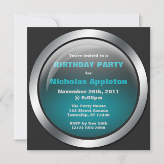 Invitaciones a la fiesta de cumpleaños azul de la 