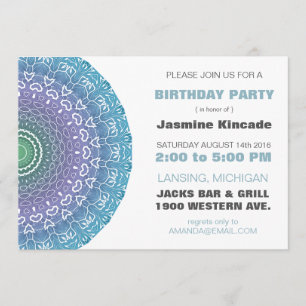 Invitaciones a la fiesta de cumpleaños Blue Mandal