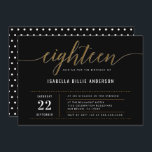 Invitaciones a la fiesta de cumpleaños con 18 guio<br><div class="desc">Oro Dieciocho Script 18th Birthday Party Invitaciones de Eugene Designs.</div>