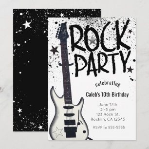 Invitaciones a la fiesta de cumpleaños con guitarr