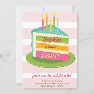 Invitaciones a la fiesta de cumpleaños con rayas r