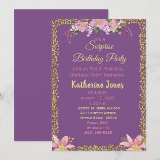 Invitaciones a la fiesta de cumpleaños con sorpres