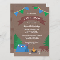 Invitaciones a la fiesta de cumpleaños de acampada