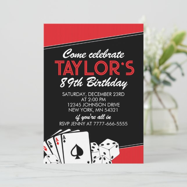 Invitaciones a la fiesta de cumpleaños de adultos  (Anverso de pie)
