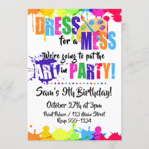Invitaciones a la fiesta de cumpleaños de arte/pin