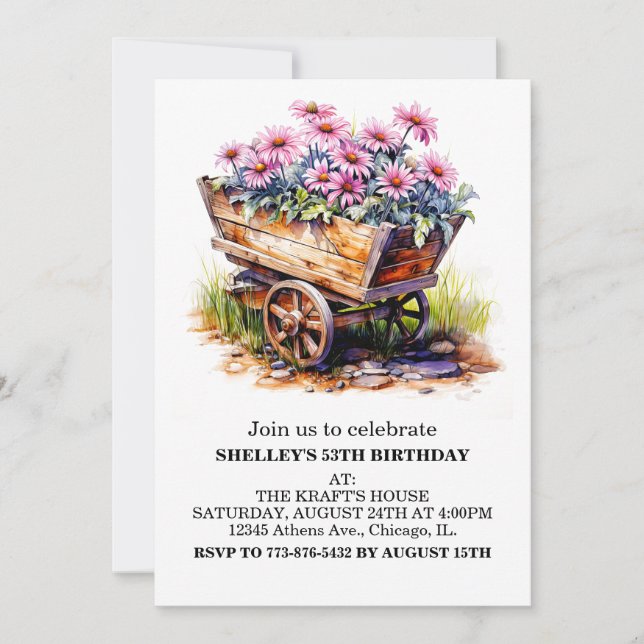 Invitaciones a la fiesta de cumpleaños de Aster Fl (Anverso)