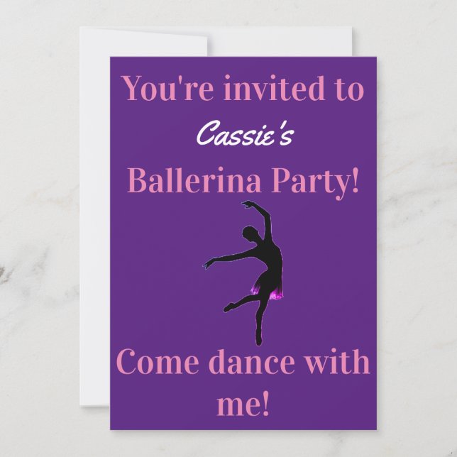 Invitaciones a la fiesta de cumpleaños de Ballerin (Anverso)