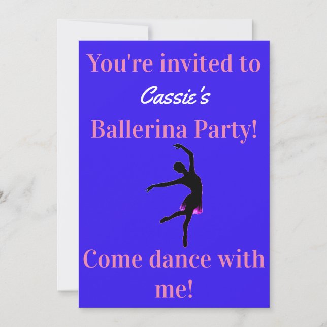 Invitaciones a la fiesta de cumpleaños de Ballerin (Anverso)