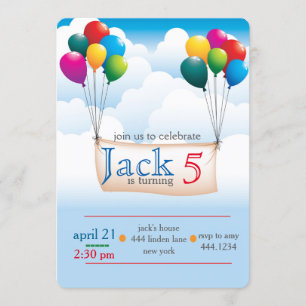 Invitaciones a la fiesta de cumpleaños de Balloon 