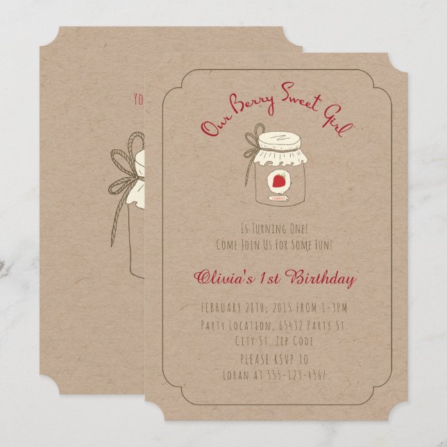 Invitaciones a la fiesta de cumpleaños de Berry Sw (Anverso / Reverso)