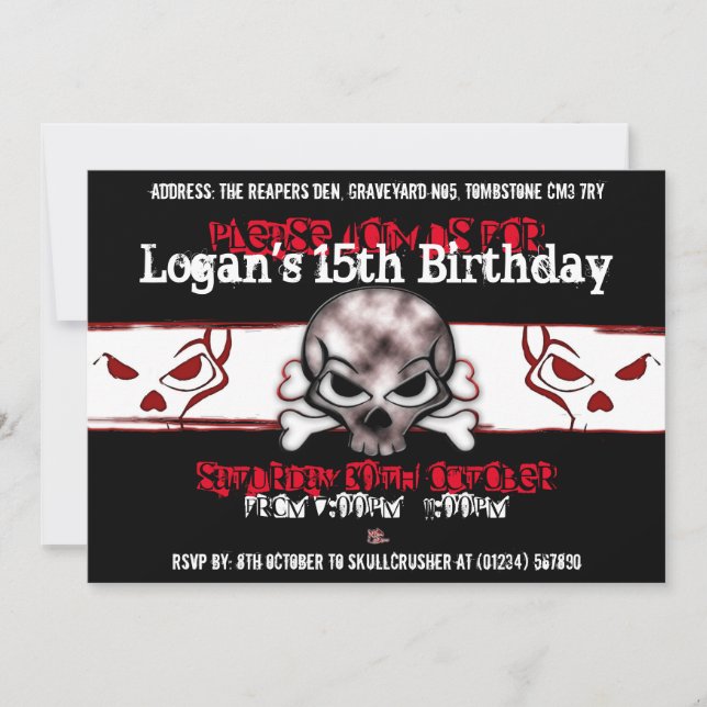 Invitaciones a la fiesta de cumpleaños de Black &  (Anverso)