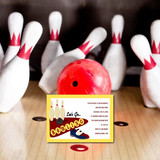 Invitaciones a la fiesta de cumpleaños de Bowling (Subido por el creador)