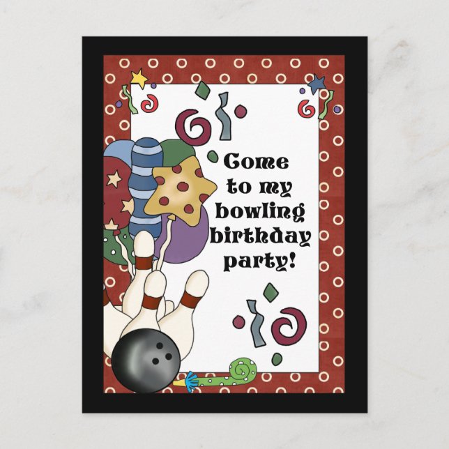 Invitaciones a la fiesta de cumpleaños de Bowling (Anverso)