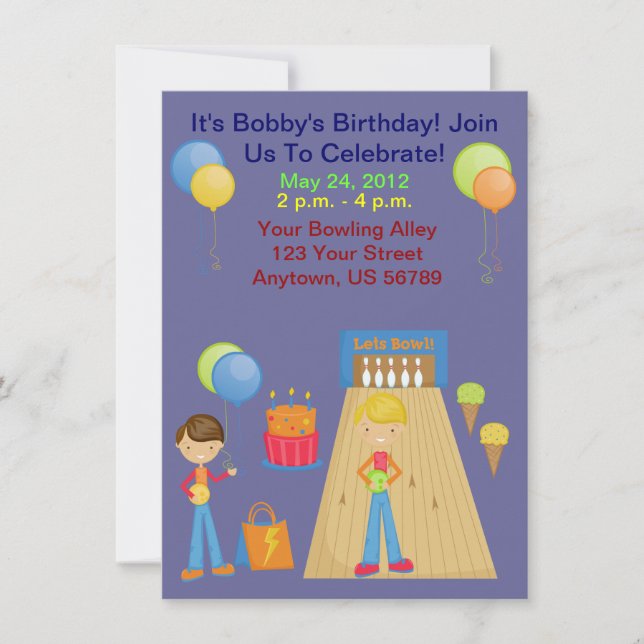 Invitaciones a la fiesta de cumpleaños de Boys Bow (Anverso)