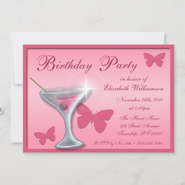 Invitaciones a la fiesta de cumpleaños de Butterfl (Anverso)