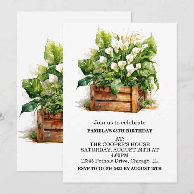 Invitaciones a la fiesta de cumpleaños de Calla Li (Anverso / Reverso)