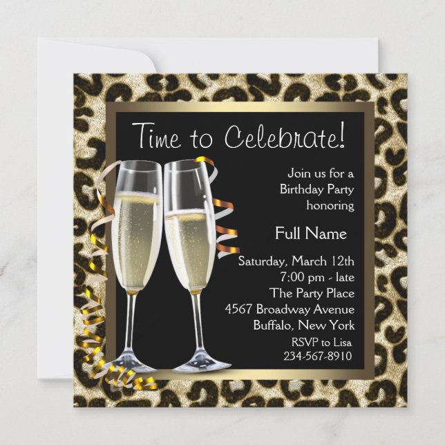 Invitaciones a la fiesta de cumpleaños de Champagn (Anverso)