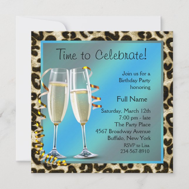 Invitaciones a la fiesta de cumpleaños de Champagn (Anverso)
