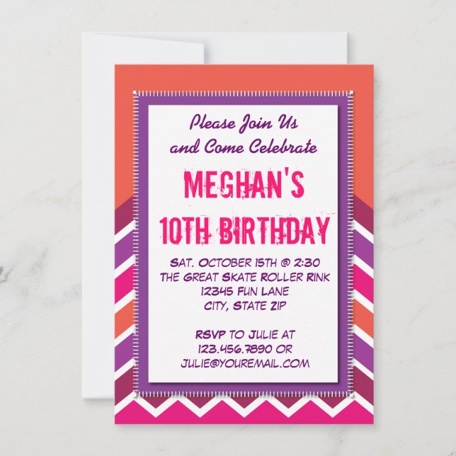 Invitaciones a la fiesta de cumpleaños de Chevron  (Anverso)