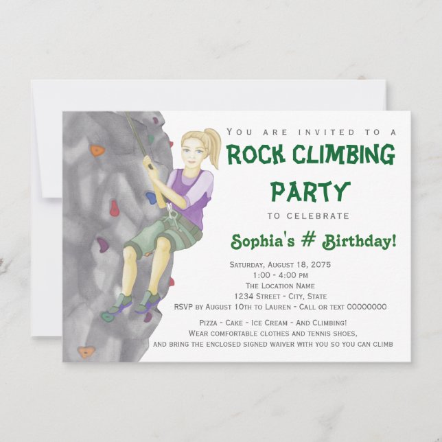 Invitaciones a la fiesta de cumpleaños de chica ad (Anverso)