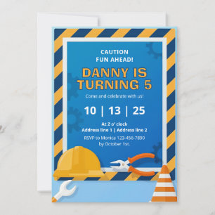 Invitaciones a la fiesta de cumpleaños de construc