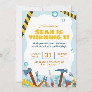 Invitaciones a la fiesta de cumpleaños de construc