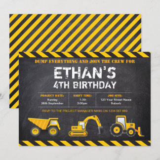 Invitaciones a la fiesta de cumpleaños de construc