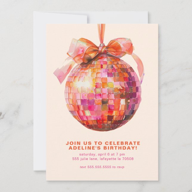 Invitaciones a la fiesta de cumpleaños de Coquette (Anverso)