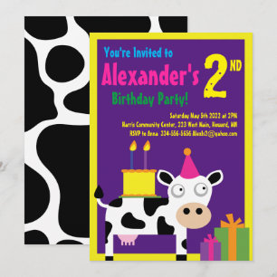 Invitaciones a la fiesta de cumpleaños de Cow Anim