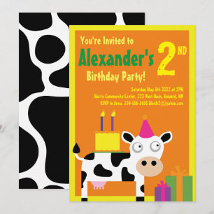 Invitaciones a la fiesta de cumpleaños de Cow Anim