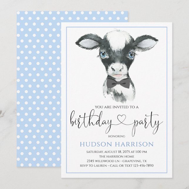 Invitaciones a la fiesta de cumpleaños de Cow Boy  (Anverso / Reverso)