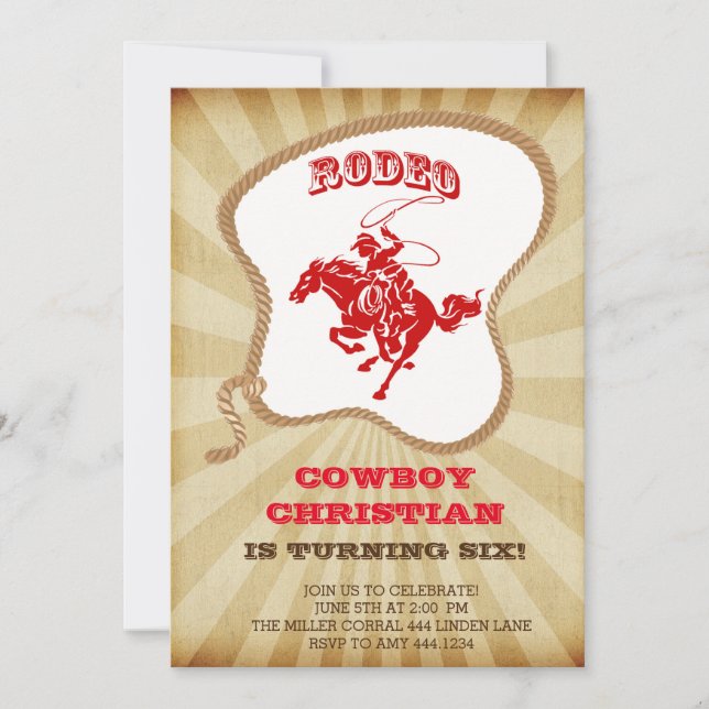 Invitaciones a la fiesta de cumpleaños de Cowboy R (Anverso)
