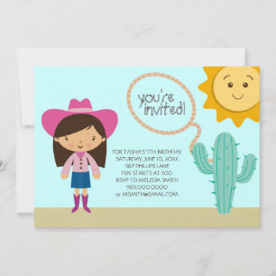 Invitaciones a la fiesta de cumpleaños de Cowgirl