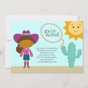 Invitaciones a la fiesta de cumpleaños de Cowgirl
