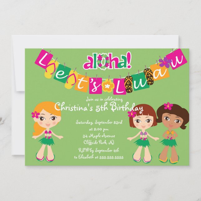 Invitaciones a la fiesta de cumpleaños de Cute Alo (Anverso)