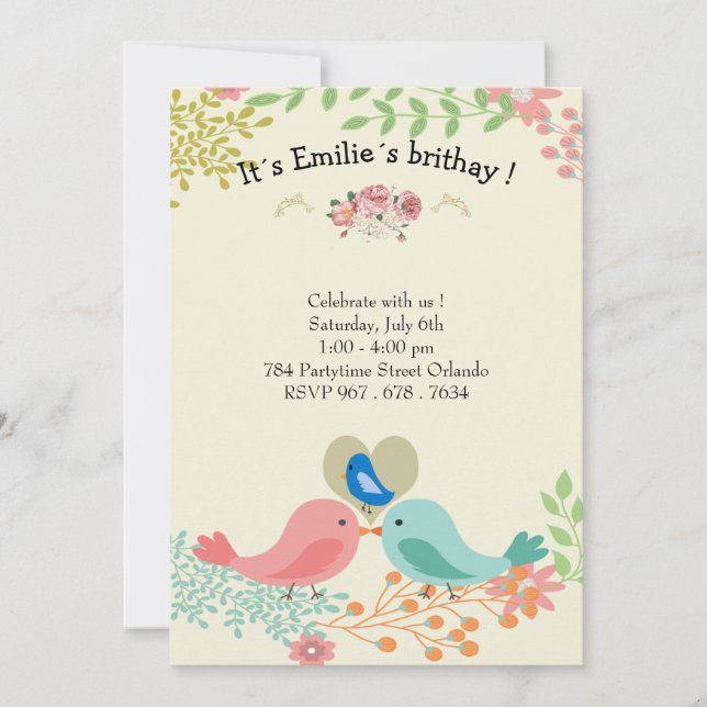 Invitaciones a la fiesta de cumpleaños de Cute blu (Anverso)