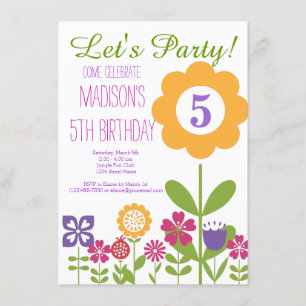 Invitaciones a la fiesta de cumpleaños de Cute Flo