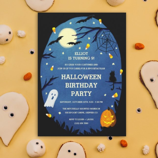 Invitaciones a la fiesta de cumpleaños de Cute Kid (Halloween theme birthday party invitation)