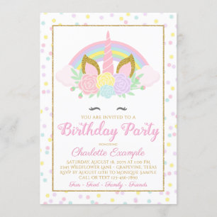 Invitaciones a la fiesta de cumpleaños de Cute Rai