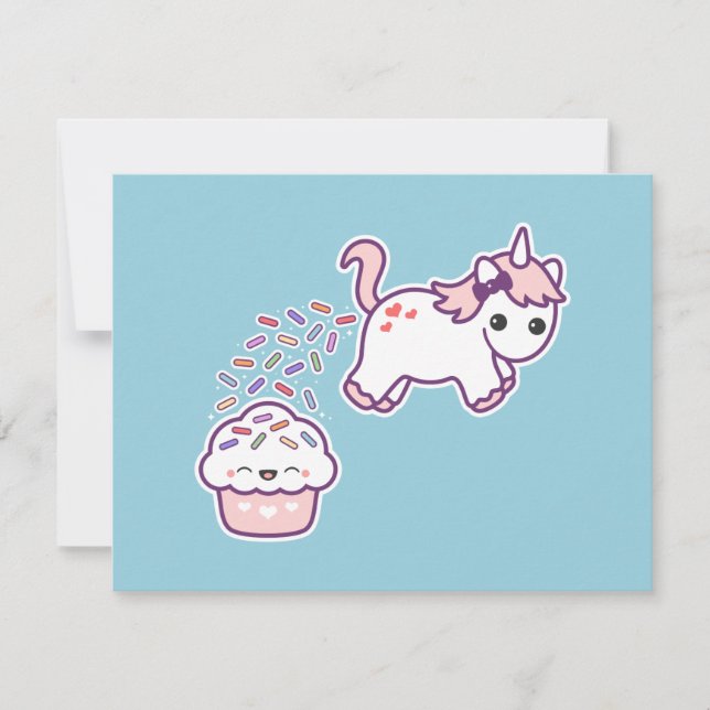 Invitaciones a la fiesta de cumpleaños de Cute Uni (Anverso)