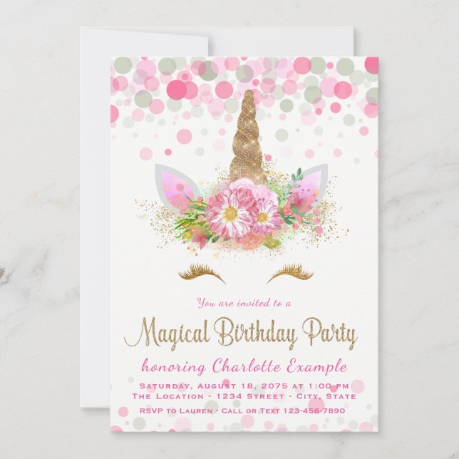 Invitaciones a la fiesta de cumpleaños de Cute Uni (Anverso)