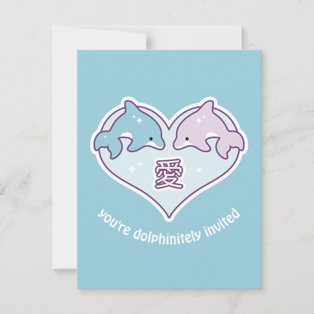 Invitaciones a la fiesta de cumpleaños de delfines (Anverso)