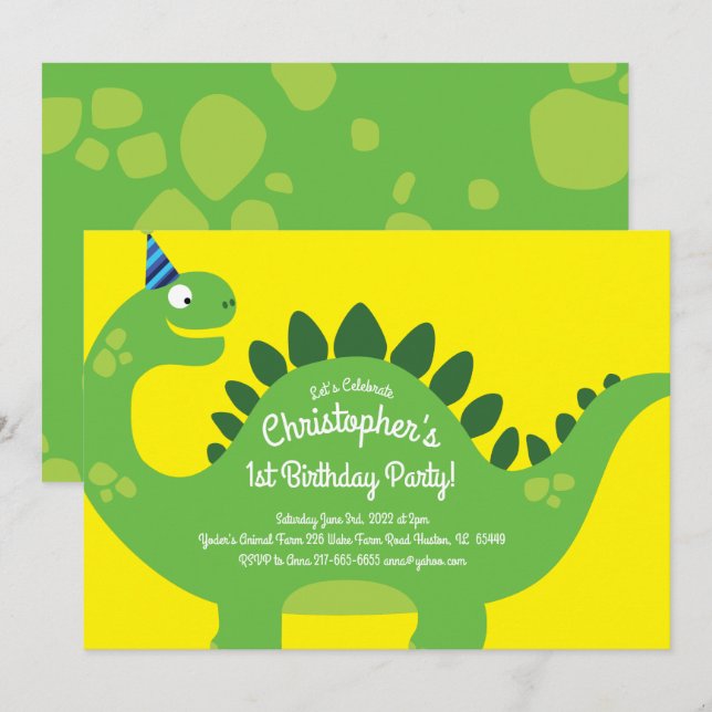 Invitaciones a la fiesta de cumpleaños de Dinosaur (Anverso / Reverso)