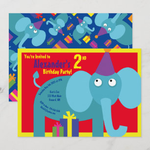 Invitaciones a la fiesta de cumpleaños de Elephant